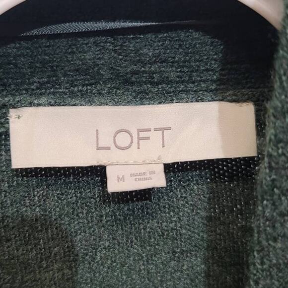 Loft Green Shawl Collar Pocket Open Cardigan Size Medium - Picture 3 of 4
